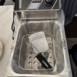 Stainless Steel Electric Deep Fryer with Basket and Tongs